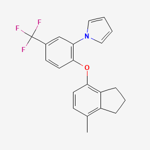 molecular formula C21H18F3NO B3041485 1-[2-[(7-methyl-2,3-dihydro-1H-inden-4-yl)oxy]-5-(trifluoromethyl)phenyl]-1H-pyrrole CAS No. 303187-96-4