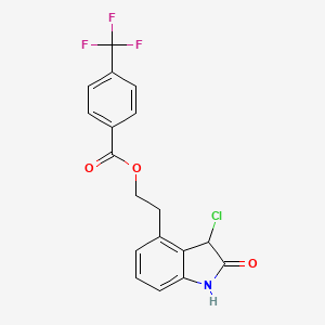 molecular formula C18H13ClF3NO3 B3041486 2-(3-chloro-2-oxo-2,3-dihydro-1H-indol-4-yl)ethyl 4-(trifluoromethyl)benzoate CAS No. 303188-00-3