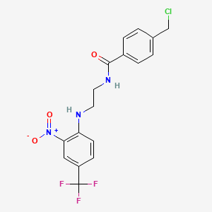 molecular formula C17H15ClF3N3O3 B3041488 4-(chloromethyl)-N-{2-[2-nitro-4-(trifluoromethyl)anilino]ethyl}benzamide CAS No. 303188-07-0