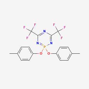 molecular formula C18H14F6N3O2P B3041495 2,2-di(4-methylphenoxy)-4,6-di(trifluoromethyl)-1,3,5,2lambda5-triazaphosphinine CAS No. 305343-03-7