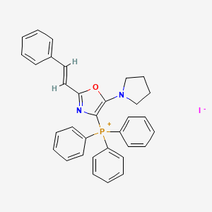 molecular formula C33H30IN2OP B3041516 (2-Styryl-5-tetrahydro-1H-pyrrol-1-yl-1,3-oxazol-4-yl)(triphenyl)phosphonium iodide CAS No. 308805-07-4