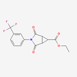 molecular formula C15H12F3NO4 B3041553 Ethyl 2,4-dioxo-3-[3-(trifluoromethyl)phenyl]-3-azabicyclo[3.1.0]hexane-6-carboxylate CAS No. 318237-87-5