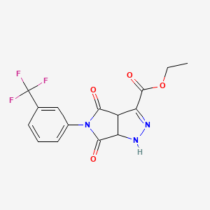 molecular formula C15H12F3N3O4 B3041558 Ethyl 4,6-dioxo-5-[3-(trifluoromethyl)phenyl]-1,3a,4,5,6,6a-hexahydropyrrolo[3,4-c]pyrazole-3-carboxylate CAS No. 321522-08-1