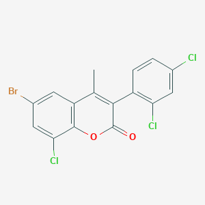 molecular formula C16H8BrCl3O2 B3041614 6-Bromo-8-chloro-3-(2,4-dichlorophenyl)-4-methylchromen-2-one CAS No. 331821-08-0
