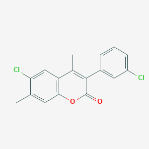 6-Chloro-3-(3-chlorophenyl)-4,7-dimethylchromen-2-one