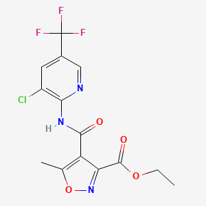 molecular formula C14H11ClF3N3O4 B3041676 Ethyl 4-({[3-chloro-5-(trifluoromethyl)pyridin-2-yl]amino}carbonyl)-5-methylisoxazole-3-carboxylate CAS No. 338397-35-6