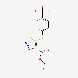 molecular formula C12H9F3N2O2S2 B3041686 Ethyl 5-[4-(trifluoromethyl)phenylthio]-1,2,3-thiadiazole-4-carboxylate CAS No. 338982-06-2