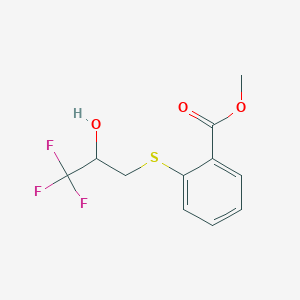 molecular formula C11H11F3O3S B3041844 Methyl 2-[(3,3,3-trifluoro-2-hydroxypropyl)sulphanyl]benzenecarboxylate CAS No. 385383-55-1