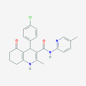 molecular formula C23H22ClN3O2 B304209 4-(4-chlorophenyl)-2-methyl-N-(5-methylpyridin-2-yl)-5-oxo-1,4,5,6,7,8-hexahydroquinoline-3-carboxamide 