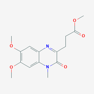 molecular formula C15H18N2O5 B030423 Methyl 3-(6,7-dimethoxy-4-methyl-3-oxo-3,4-dihydroquinoxalin-2-yl)propanoate CAS No. 131426-28-3