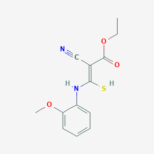 Ethyl 2-cyano-3-mercapto-3-(2-methoxyanilino)acrylate