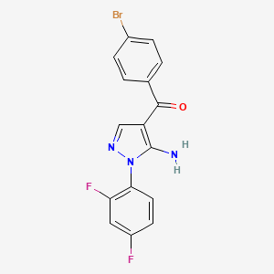 molecular formula C16H10BrF2N3O B3042416 (5-Amino-1-(2,4-difluorophenyl)-1H-pyrazol-4-YL)(4-bromophenyl)methanone CAS No. 618091-69-3
