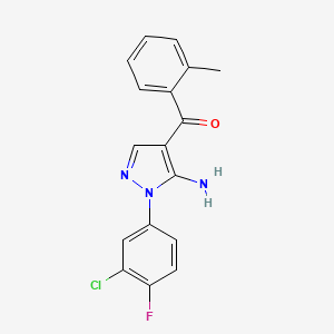 molecular formula C17H13ClFN3O B3042420 (5-Amino-1-(3-chloro-4-fluorophenyl)-1H-pyrazol-4-YL)(O-tolyl)methanone CAS No. 618092-06-1