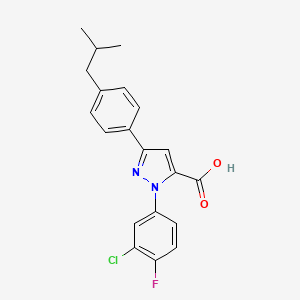 molecular formula C20H18ClFN2O2 B3042447 1-(3-Chloro-4-fluorophenyl)-3-(4-isobutylphenyl)-1H-pyrazole-5-carboxylic acid CAS No. 618102-96-8