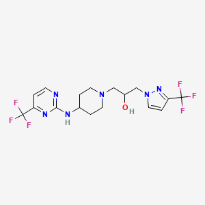 molecular formula C17H20F6N6O B3042515 1-[3-(trifluoromethyl)-1H-pyrazol-1-yl]-3-(4-{[4-(trifluoromethyl)pyrimidin-2-yl]amino}piperidino)propan-2-ol CAS No. 646455-82-5