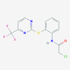 molecular formula C13H9ClF3N3OS B3042517 2-chloro-N-(2-{[4-(trifluoromethyl)pyrimidin-2-yl]thio}phenyl)acetamide CAS No. 646455-92-7