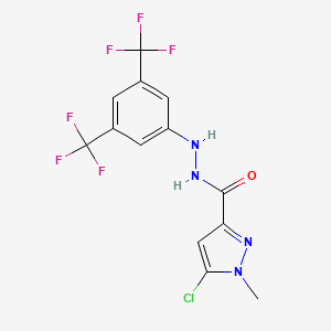 molecular formula C13H9ClF6N4O B3042597 N'3-[3,5-di(trifluoromethyl)phenyl]-5-chloro-1-methyl-1H-pyrazole-3-carbohydrazide CAS No. 648408-73-5