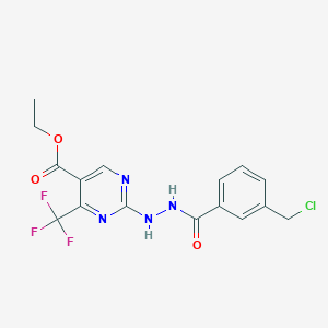 molecular formula C16H14ClF3N4O3 B3042654 Ethyl 2-{2-[3-(chloromethyl)benzoyl]hydrazino}-4-(trifluoromethyl)pyrimidine-5-carboxylate CAS No. 648859-92-1