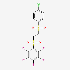 molecular formula C14H8ClF5O4S2 B3042666 1-((2-[(4-CHLOROPHENYL)SULFONYL]ETHYL)SULFONYL)-2,3,4,5,6-PENTAFLUOROBENZENE CAS No. 649578-40-5