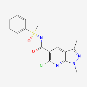 molecular formula C16H15ClN4O2S B3042685 6-Chloro-1,3-dimethyl-N5-(1-methyl-1-oxo-1-phenyl-lambda-6-sulphanylidene)-1H-pyrazolo[3,4-b]pyridine-5-carboxamide CAS No. 650615-76-2