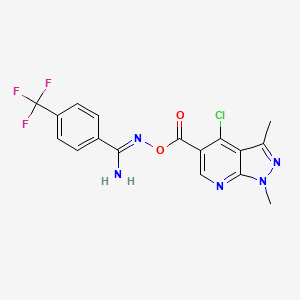 molecular formula C17H13ClF3N5O2 B3042705 O1-[(4-chloro-1,3-dimethyl-1H-pyrazolo[3,4-b]pyridin-5-yl)carbonyl]-4-(trifluoromethyl)benzene-1-carbohydroximamide CAS No. 655234-87-0