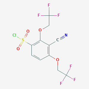 molecular formula C11H6ClF6NO4S B3042795 3-Cyano-2,4-bis(2,2,2-trifluoroethoxy)benzenesulphonyl chloride CAS No. 680212-96-8