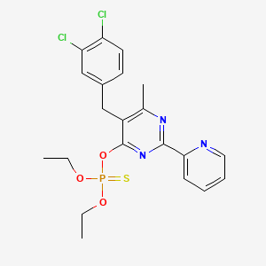 molecular formula C21H22Cl2N3O3PS B3042858 O-[5-(3,4-dichlorobenzyl)-6-methyl-2-pyridin-2-ylpyrimidin-4-yl] O,O-diethyl phosphothioate CAS No. 680214-83-9