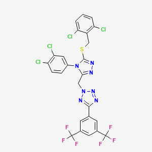 molecular formula C25H13Cl4F6N7S B3042861 2-{[5-[(2,6-dichlorobenzyl)thio]-4-(3,4-dichlorophenyl)-4H-1,2,4-triazol-3-yl]methyl}-5-[3,5-di(trifluoromethyl)phenyl]-2H-1,2,3,4-tetraazole CAS No. 680214-92-0