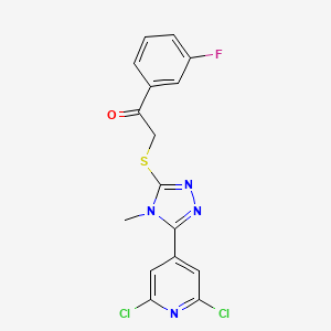 2-{[5-(2,6-dichloro-4-pyridyl)-4-methyl-4H-1,2,4-triazol-3-yl]thio}-1-(3-fluorophenyl)ethan-1-one