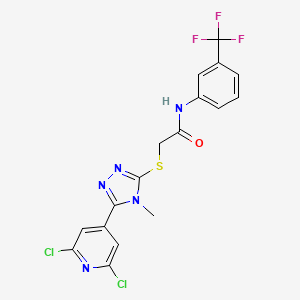 molecular formula C17H12Cl2F3N5OS B3042901 N1-[3-(Trifluoromethyl)phenyl]-2-([5-(2,6-dichloro-4-pyridyl)-4-methyl-4H-1,2,4-triazol-3-yl]thio)acetamide CAS No. 680216-62-0