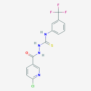 molecular formula C14H10ClF3N4OS B3042905 N1-[3-(trifluoromethyl)phenyl]-2-[(6-chloro-3-pyridyl)carbonyl]hydrazine-1-carbothioamide CAS No. 680216-93-7