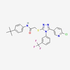 molecular formula C26H23ClF3N5OS B3042914 N1-[4-(tert-butyl)phenyl]-2-({5-(6-chloro-3-pyridyl)-4-[3-(trifluoromethyl)phenyl]-4H-1,2,4-triazol-3-yl}thio)acetamide CAS No. 680217-06-5