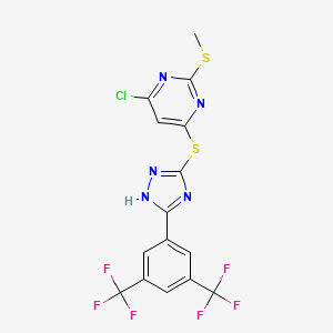 4-Chloro-6-((5-[3,5-di(trifluoromethyl)phenyl]-4H-1,2,4-triazol-3-yl)thio)-2-(methylthio)pyrimidine