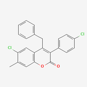 B3043050 4-Benzyl-6-chloro-3-(4-chlorophenyl)-7-methylchromen-2-one CAS No. 720673-40-5