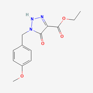 molecular formula C13H15N3O4 B3043146 ethyl 5-hydroxy-1-(4-methoxybenzyl)-1H-1,2,3-triazole-4-carboxylate CAS No. 75020-41-6