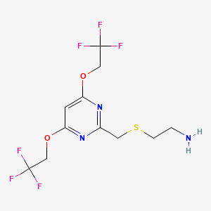 molecular formula C11H13F6N3O2S B3043575 Ethanamine, 2-[[[4,6-bis(2,2,2-trifluoroethoxy)-2-pyrimidinyl]methyl]thio]- CAS No. 886762-30-7