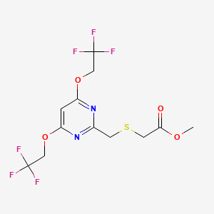 molecular formula C12H12F6N2O4S B3043576 Methyl 2-[4,6-Bis(2,2,2-trifluoroethoxy)pyrimidin-2-yl)methylthio]ethanoate CAS No. 886762-31-8