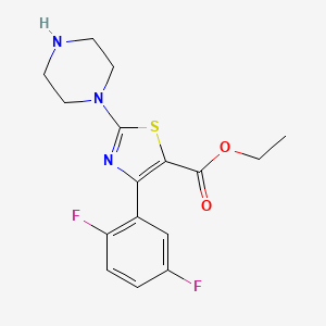 molecular formula C16H17F2N3O2S B3043602 Ethyl 4-(2,5-difluorophenyl)-2-piperazin-1-yl-1,3-thiazole-5-carboxylate CAS No. 887267-68-7