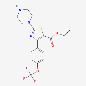 molecular formula C17H18F3N3O3S B3043604 Ethyl 2-piperazin-1-yl-4-[4-(trifluoromethoxy)phenyl]-1,3-thiazole-5-carboxylate CAS No. 887267-70-1