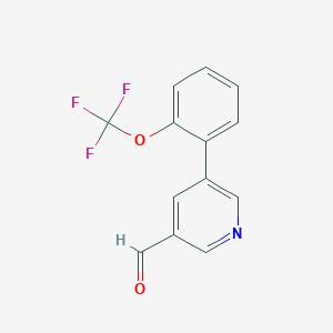 molecular formula C13H8F3NO2 B3043629 5-[2-(Trifluoromethoxy)phenyl]-3-pyridinecarbaldehyde CAS No. 887973-92-4