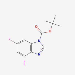 molecular formula C12H12FIN2O2 B3043656 1H-Benzimidazole-1-carboxylic acid, 6-fluoro-4-iodo-, 1,1-dimethylethyl ester CAS No. 895535-15-6