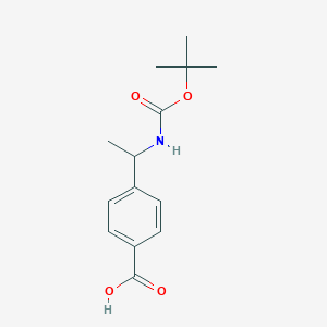 molecular formula C14H19NO4 B3043657 4-(1-((tert-Butoxycarbonyl)amino)ethyl)benzoic acid CAS No. 895577-21-6