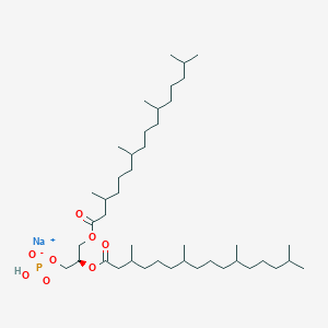 molecular formula C43H84NaO8P B3044063 sodium;[(2R)-2,3-bis(3,7,11,15-tetramethylhexadecanoyloxy)propyl] hydrogen phosphate CAS No. 474967-75-4