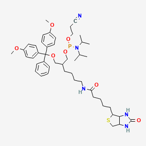 molecular formula C47H66N5O7PS B3044103 N-[5-[[Bis(4-methoxyphenyl)-phenylmethoxy]methyl]-6-[2-cyanoethoxy-[di(propan-2-yl)amino]phosphanyl]oxyhexyl]-5-(2-oxo-1,3,3a,4,6,6a-hexahydrothieno[3,4-d]imidazol-4-yl)pentanamide CAS No. 147190-34-9