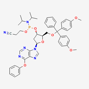 3-[[(2R,3S,5R)-2-[[Bis(4-methoxyphenyl)-phenylmethoxy]methyl]-5-(6-phenoxypurin-9-yl)oxolan-3-yl]oxy-[di(propan-2-yl)amino]phosphanyl]oxypropanenitrile