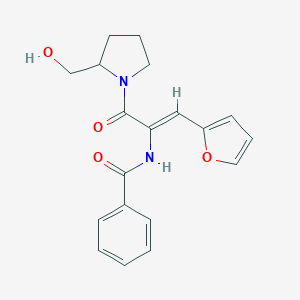 molecular formula C19H20N2O4 B304421 N~1~-((Z)-2-(2-FURYL)-1-{[2-(HYDROXYMETHYL)-1-PYRROLIDINYL]CARBONYL}-1-ETHENYL)BENZAMIDE 