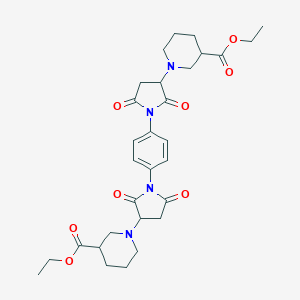 molecular formula C30H38N4O8 B304437 ethyl 1-[1-(4-{3-[3-(ethoxycarbonyl)-1-piperidinyl]-2,5-dioxo-1-pyrrolidinyl}phenyl)-2,5-dioxo-3-pyrrolidinyl]-3-piperidinecarboxylate 