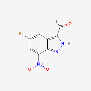 molecular formula C8H4BrN3O3 B3044393 5-bromo-7-nitro-2H-indazole-3-carbaldehyde CAS No. 1000343-50-9