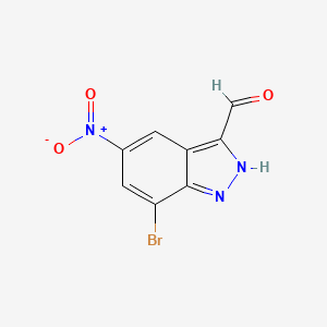 molecular formula C8H4BrN3O3 B3044394 7-BROMO-5-NITRO-1H-INDAZOLE-3-CARBALDEHYDE CAS No. 1000343-53-2