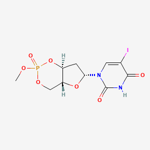 molecular formula C10H12IN2O7P B3044492 5-Iodo-1-((6R)-2-methoxy-2-oxidotetrahydro-4H-furo(3,2-d)(1,3,2)dioxaphosphinin-6-yl)pyrimidine-2,4(1H,3H)-dione CAS No. 100100-61-6